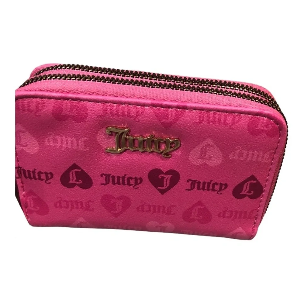 Juicy Couture juicy pink girls just‎ wanna have fun double zip around wallet new